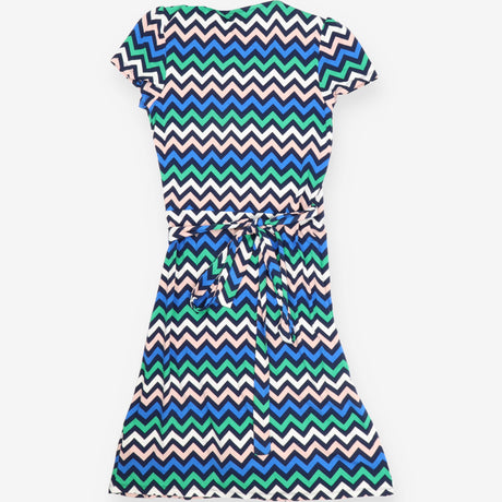 Bold colour chevron wrap jersey dress