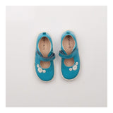 Shoes velcro blue sparkle white flowers