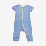 Blue Striped S/S Zip Romper