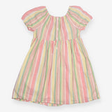 Dress SS stripes elastic bodice