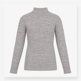 Ribbed High Neck Long Sleeve Top Grey