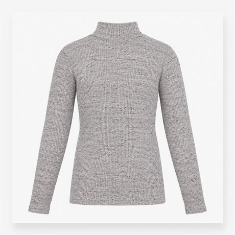 Ribbed High Neck Long Sleeve Top Grey