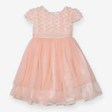 Dress pink 3D flowers bodice net skirt