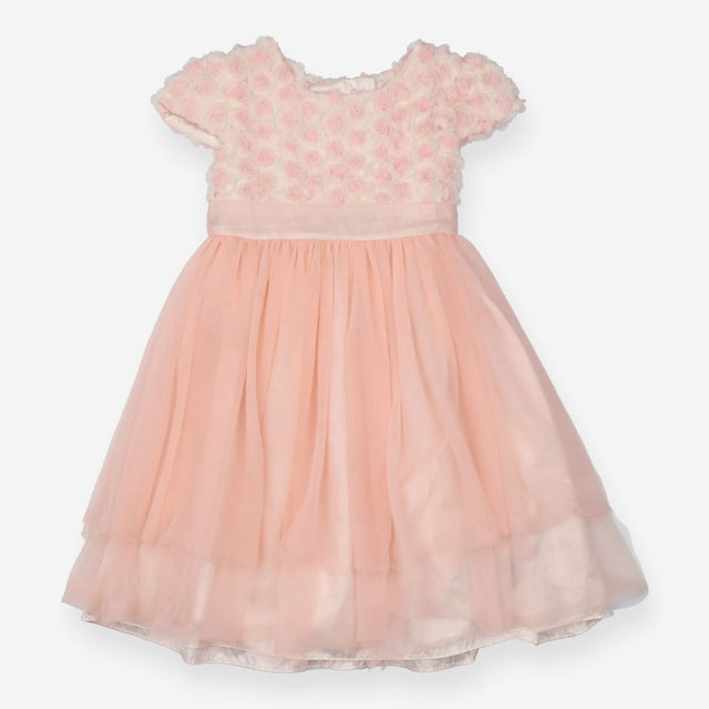 Dress pink 3D flowers bodice net skirt