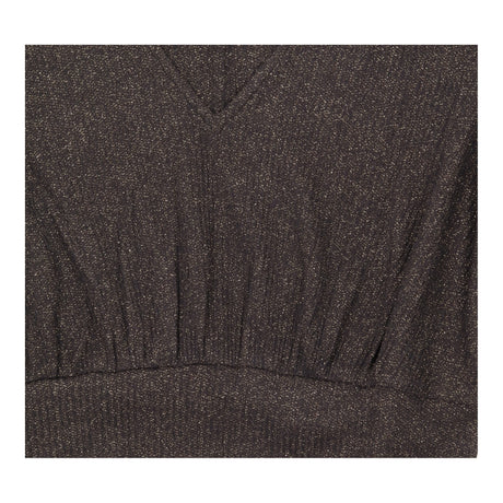 Metallic Sparkle V-Neck Long Sleeve Top Black Gold