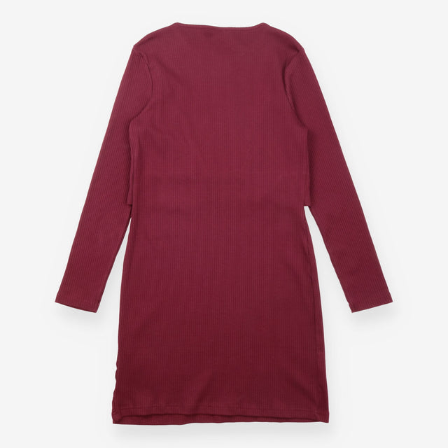 Burgundy Ribbed Long Sleeve Maternity