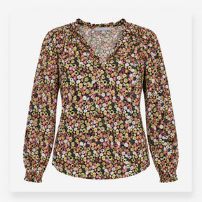 Blouse Multicolour Daisy Floral Long Sleeve