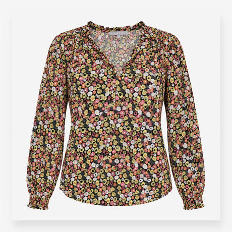 Blouse Multicolour Daisy Floral Long Sleeve