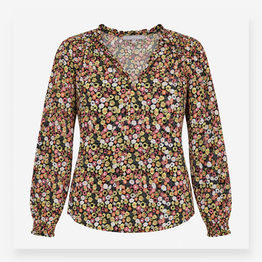 Blouse Multicolour Daisy Floral Long Sleeve