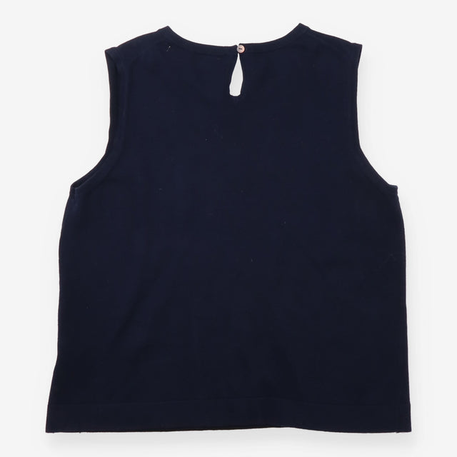 Top Sleeveless Knit Keyhole Back Navy