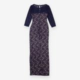 Coast Navy Blue Lace Nude Lined Draped Maxi Dress