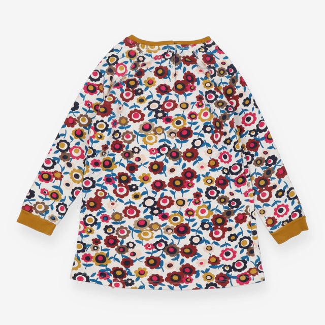 Sweatshirt tunic white flowers mustard edging