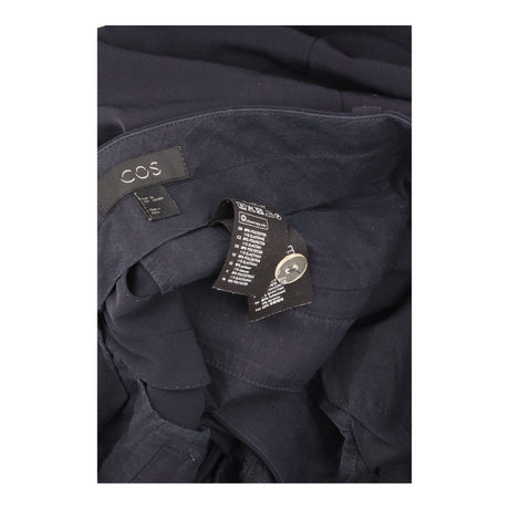 Tapered Trousers Navy Pleated Tailored Turn-Up Hem