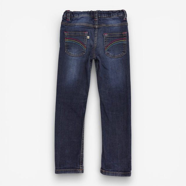 Jeans mid blue rinse with pink floral lining 