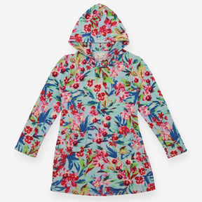 Towel poncho blue floral