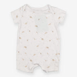 White shortie romper with lions and tigers