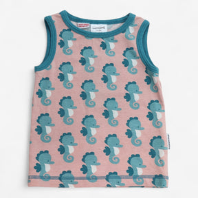 Vest Pink with Blue Seahorses and Edging