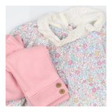 Dress and leggings pink ditsy with collar