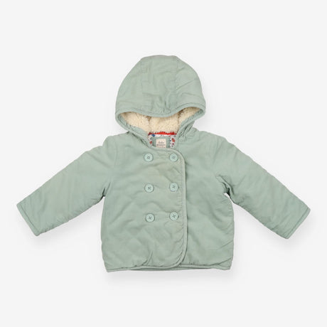 Coat green cord autumn lining fur hood