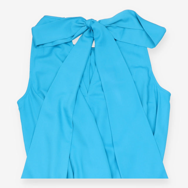 Maxi Dress Turquoise Sleeveless Neck Tie and Belt