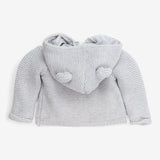 Grey Knit Hood Cardigan with Pockets