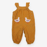 Dungaree set yellow spot cord ducks 