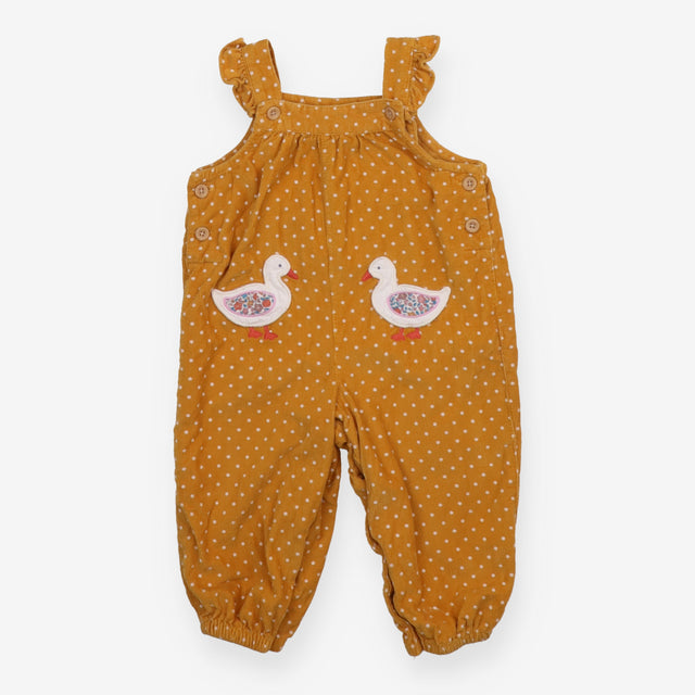 Dungaree set yellow spot cord ducks 