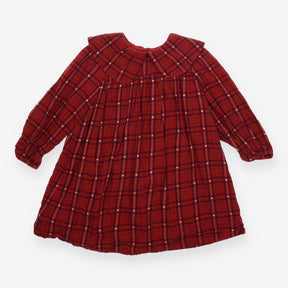 Dress Long Sleeve Checked Red with Heart Detail