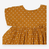 Cap sleeve mustard spotted dress