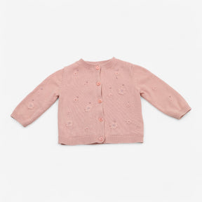 Cardigan Pink Knit with Flowers