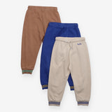 M&S joggers 3pc stripe cuff blue cream fawn