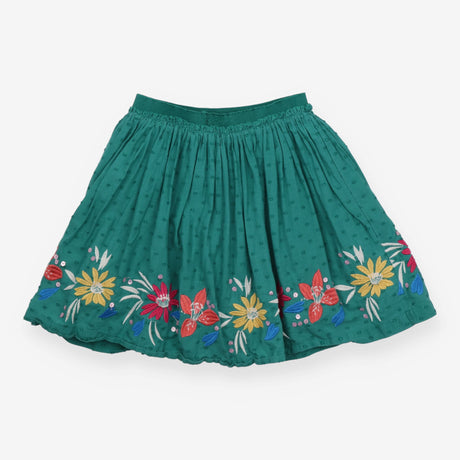 Skirt Green Sequin and Flower Applique