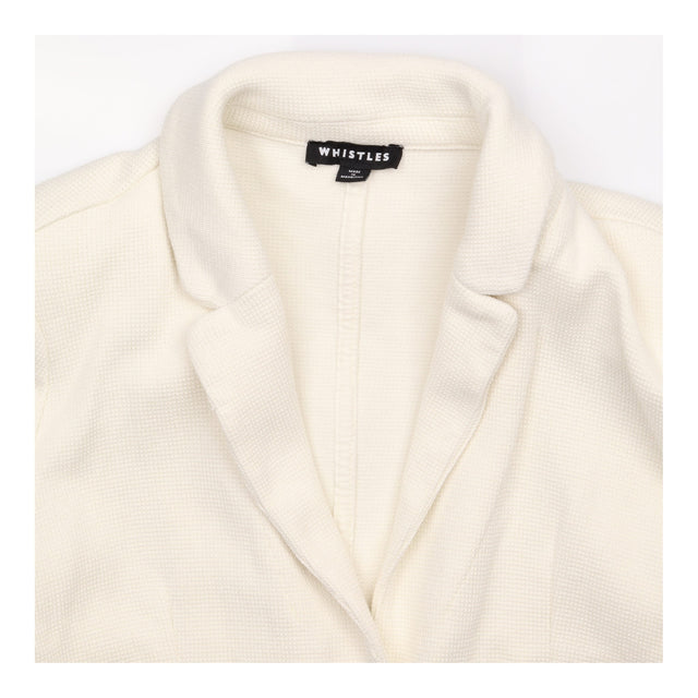Blazer White Textured Cotton Two Button Notch Lape