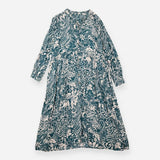 Midi Dress Patterned Long Sleeve Teal