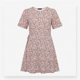 Ditsy Floral Midi Dress Short Sleeve Round Neck Mu