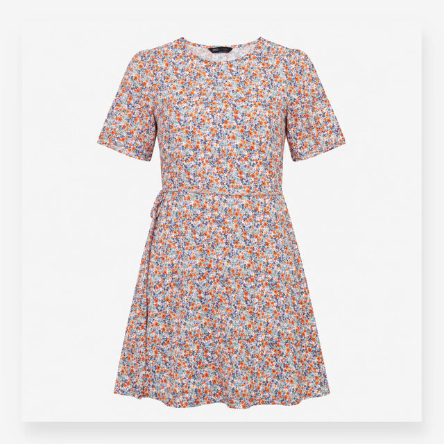 Ditsy Floral Midi Dress Short Sleeve Round Neck Mu