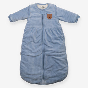 Sleeping Bag Velour Ribbed Blue Bear with Removabl