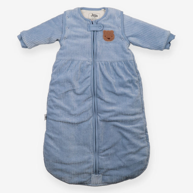 Sleeping Bag Velour Ribbed Blue Bear with Removabl