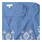 Broderie Blouse in Chambray Blue and Ivory