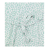 Blouse Short Sleeve Button Front Floral Green Whit