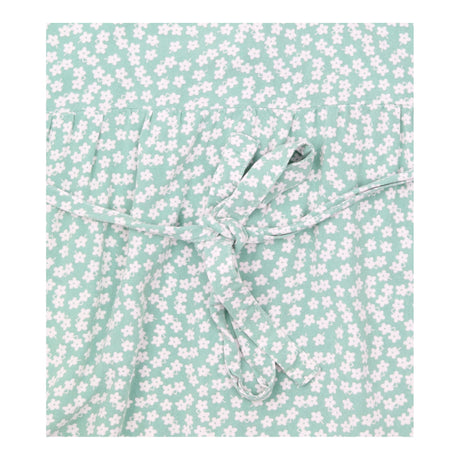 Blouse Short Sleeve Button Front Floral Green Whit