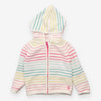 Cardigan hooded white rainbow striped
