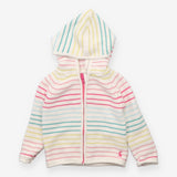 Cardigan hooded white rainbow striped