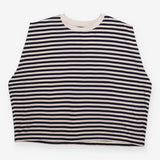 Striped Top Navy Ivory Oversized Cotton Sleeveless