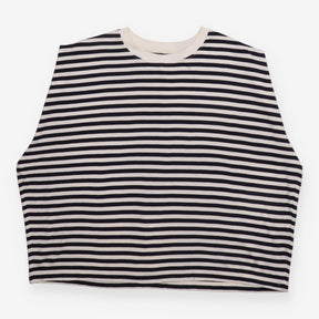 Striped Top Navy Ivory Oversized Cotton Sleeveless