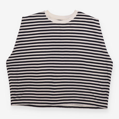 Striped Top Navy Ivory Oversized Cotton Sleeveless