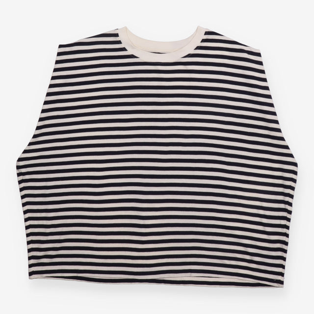 Striped Top Navy Ivory Oversized Cotton Sleeveless