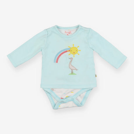 Bodysuit long sleeve blue sun with bird