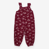Burgundy cord dungarees woodland animals