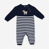 Knitted Romper Navy Striped Dog